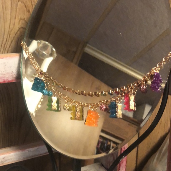 NWT Sparkling ✨ BETSEY JOHNSON Glittery Multicolored GUMMY BEAR Necklace - Picture 14 of 16
